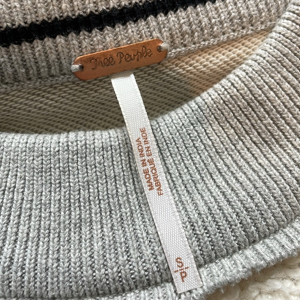 Free People Cream and Gray Olympia Tunic Sweater - Picture 11 of 14